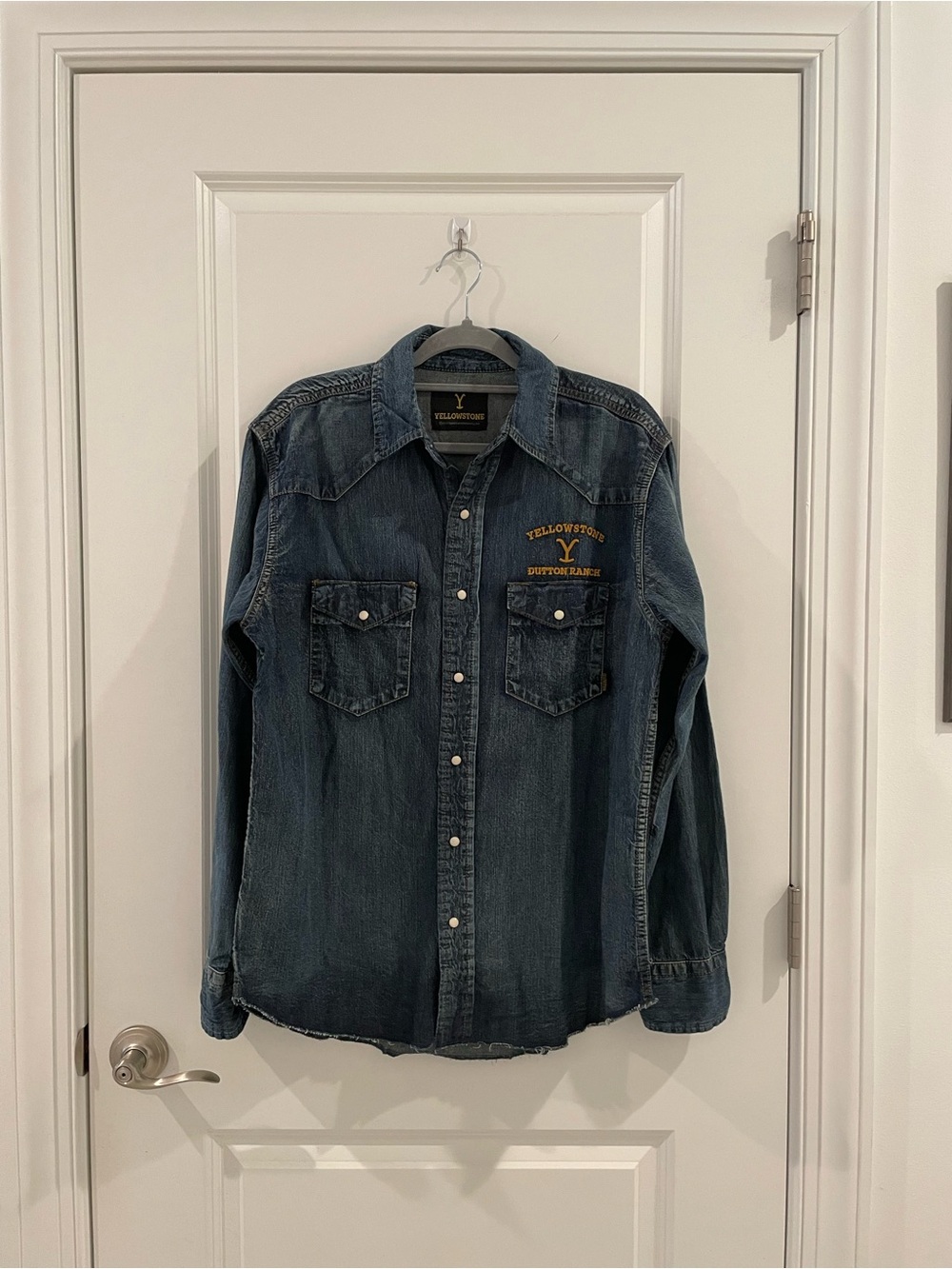Yellowstone Denim Western Shirt - Blue with yellow embroidered Logo